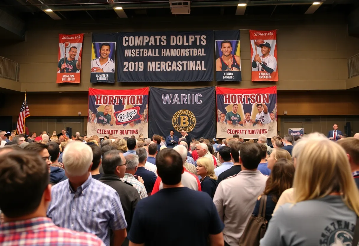Celebratory scene from the Mississippi Sports Hall of Fame induction ceremony