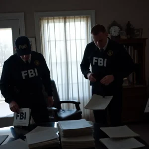 FBI agents conducting a search at a residence