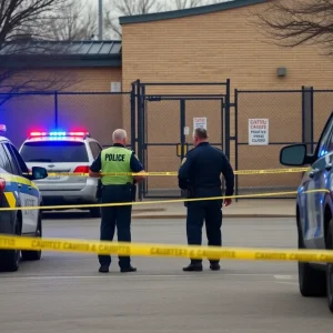 Police and emergency services at a detention center during a criminal investigation