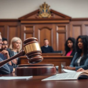 Courtroom symbolizing justice and electoral fairness in Mississippi.