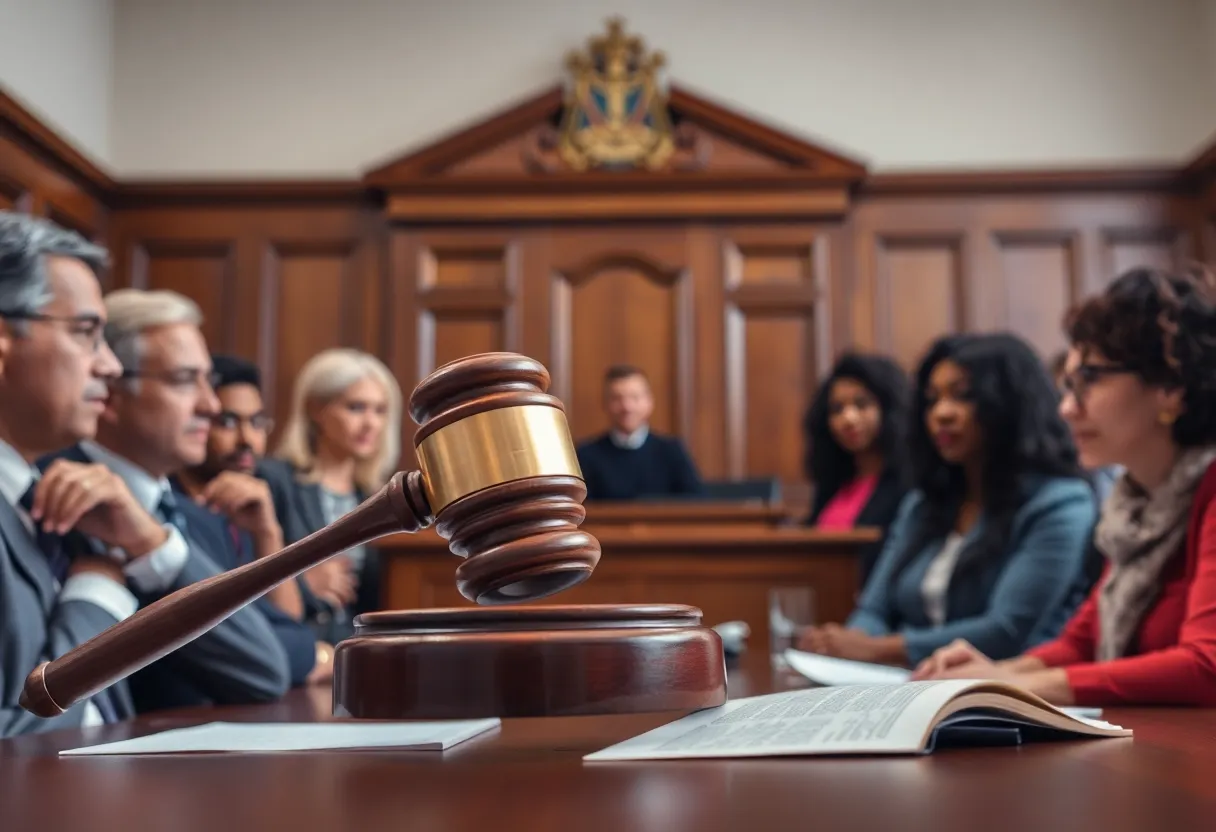 Courtroom symbolizing justice and electoral fairness in Mississippi.