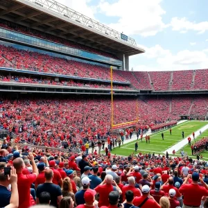 Fans supporting Ole Miss football at a game