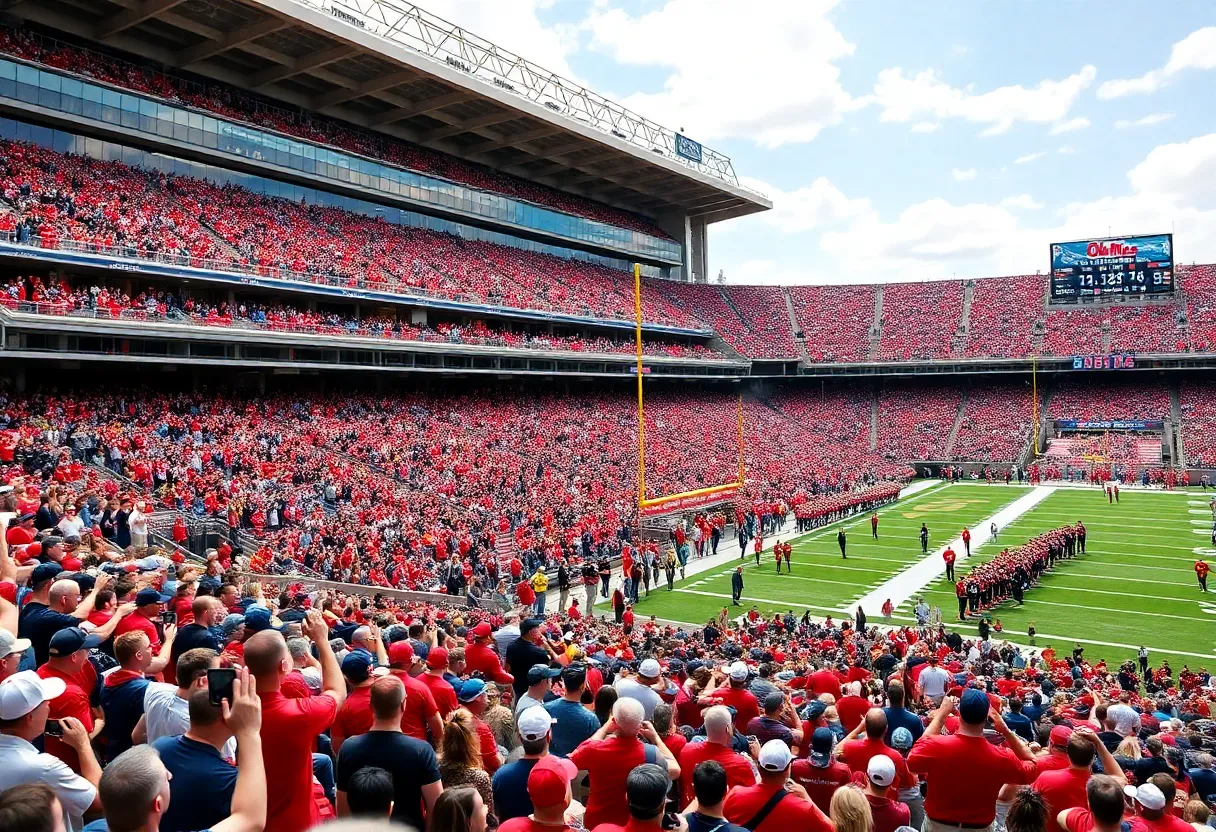 Fans supporting Ole Miss football at a game