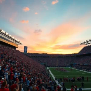 Fans cheering at the Ole Miss football season opener