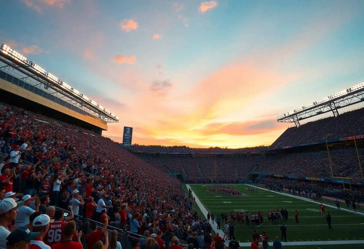 Fans cheering at the Ole Miss football season opener