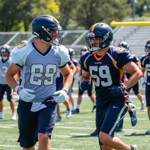 Ole Miss Rebels team practicing during fall camp
