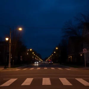 Pedestrian crosswalk in Oxford with safety signage