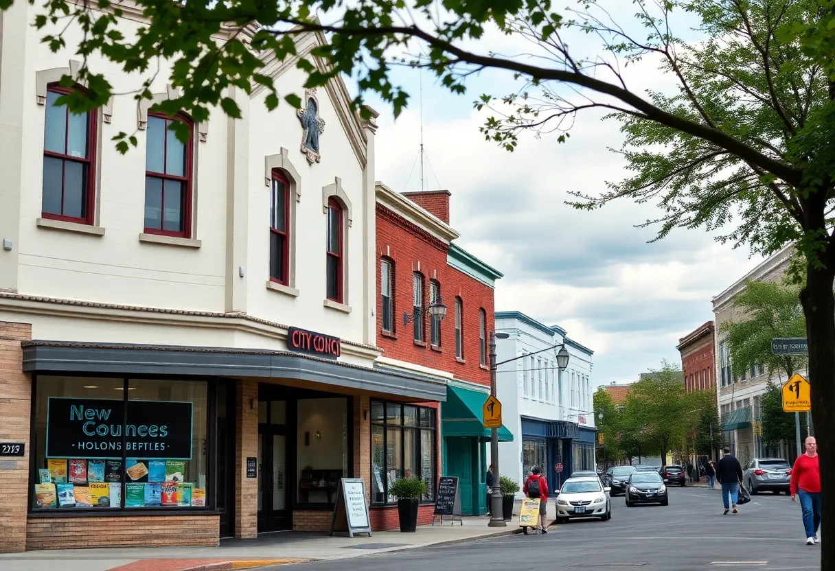 A bustling scene in Oxford, Georgia showcasing city council continuity and new local business.