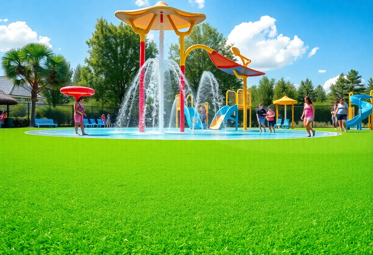 Synthetic grass installation at Roundabout Oxford RV & Water Resort