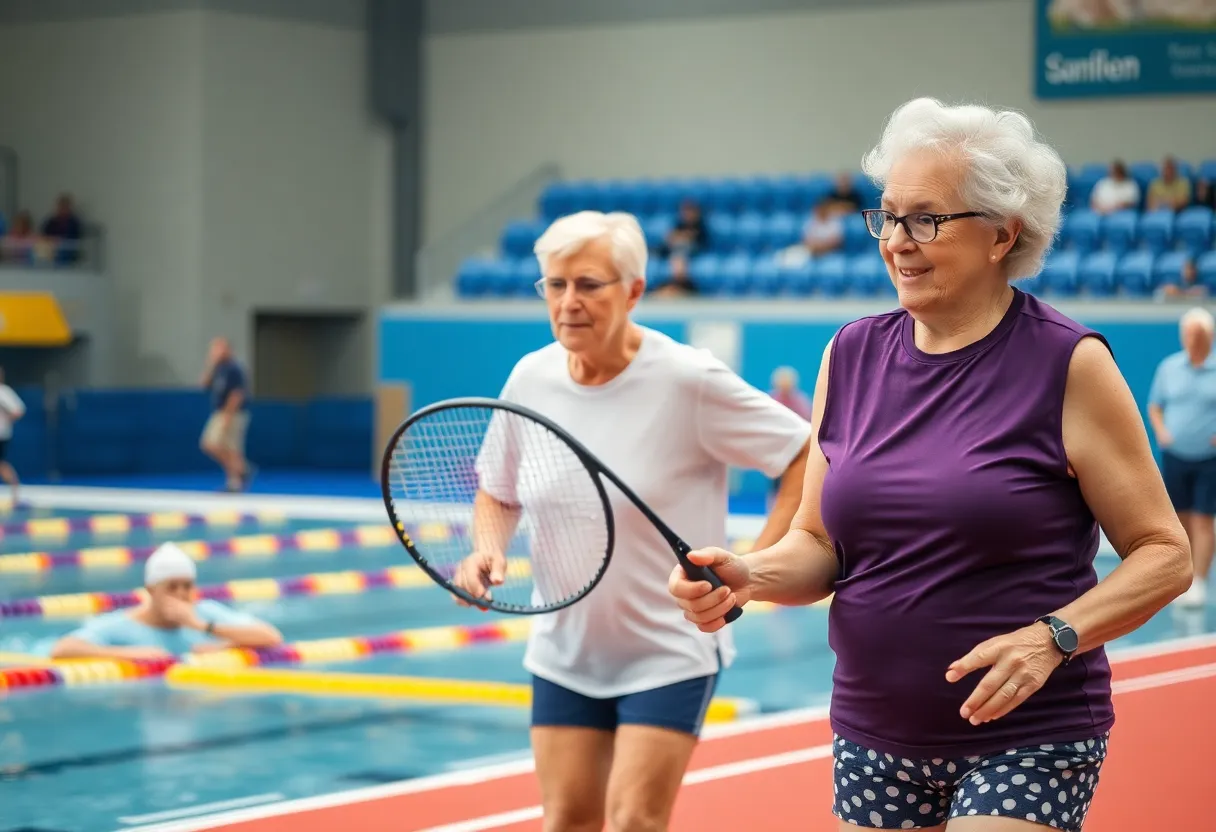 Various senior athletes in action at the National Senior Games