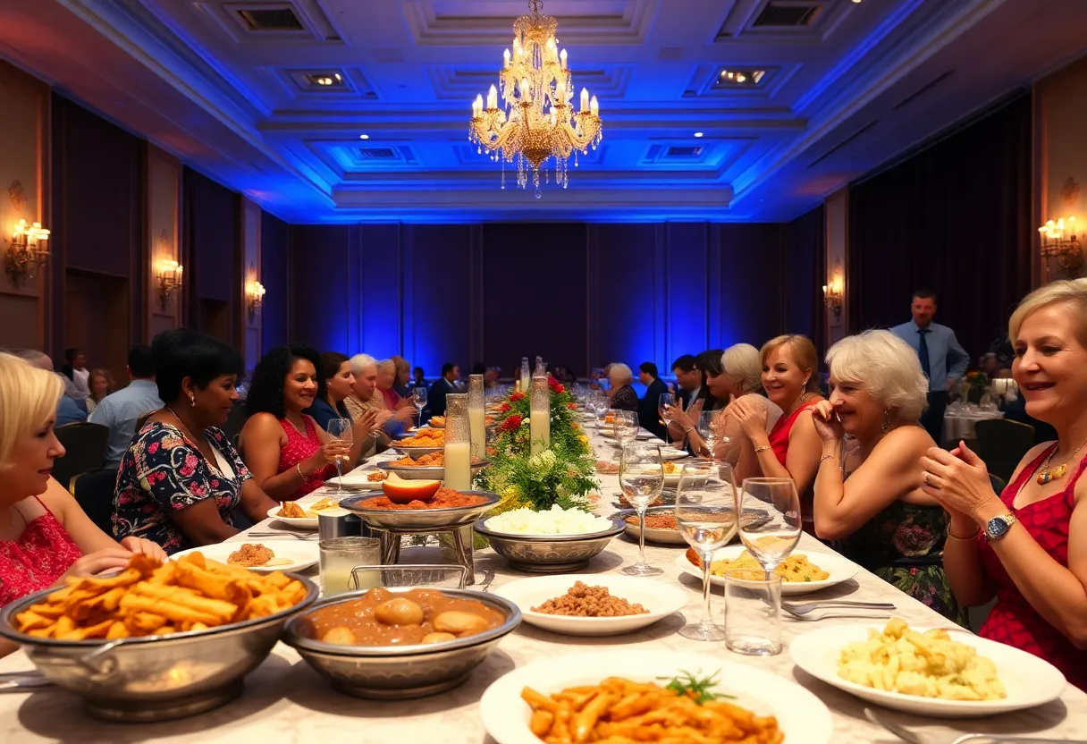 A beautifully arranged table with various Southern cuisine dishes.