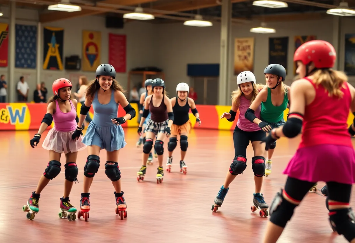 Skaters from Team Chinese Nations competing at the Roller Derby World Cup