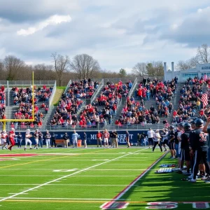 High school football game in Tennessee with teams and spectators