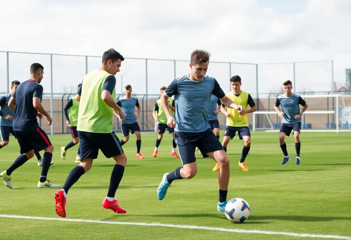 Wide receivers training at Ole Miss football camp