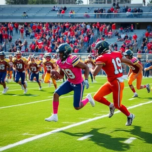 High school football players in action during a TSSAA game