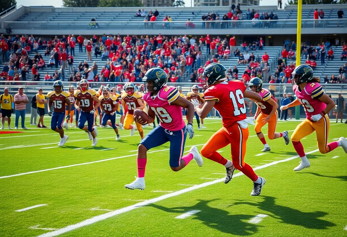 High school football players in action during a TSSAA game
