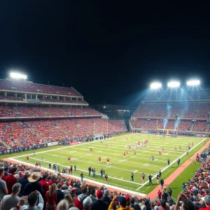 Arkansas Razorbacks and Ole Miss Rebels competing in college football.