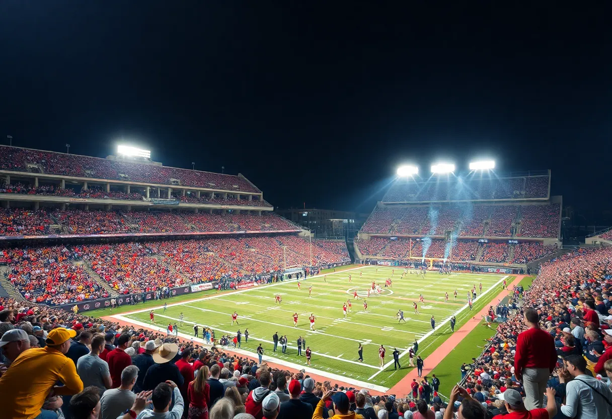 Arkansas Razorbacks and Ole Miss Rebels competing in college football.