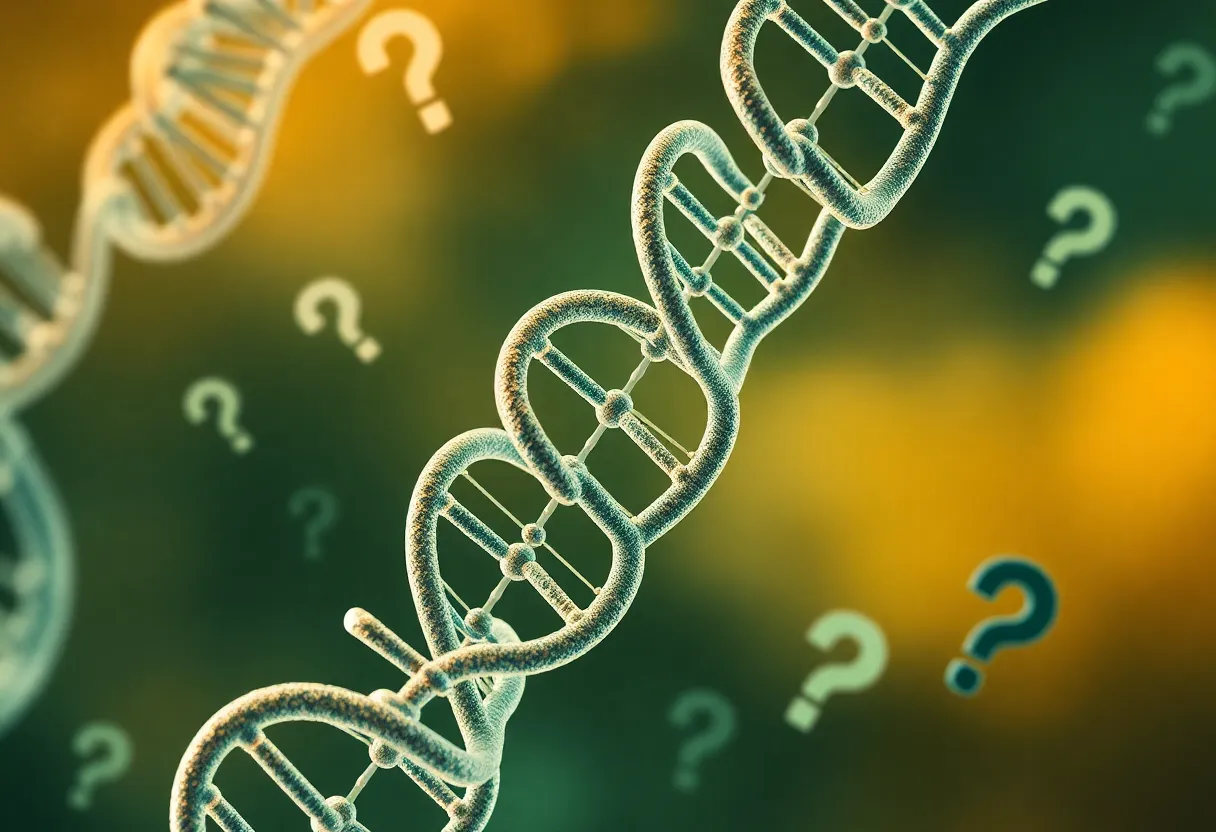Abstract representation of DNA strands symbolizing privacy and civil liberties concerns.