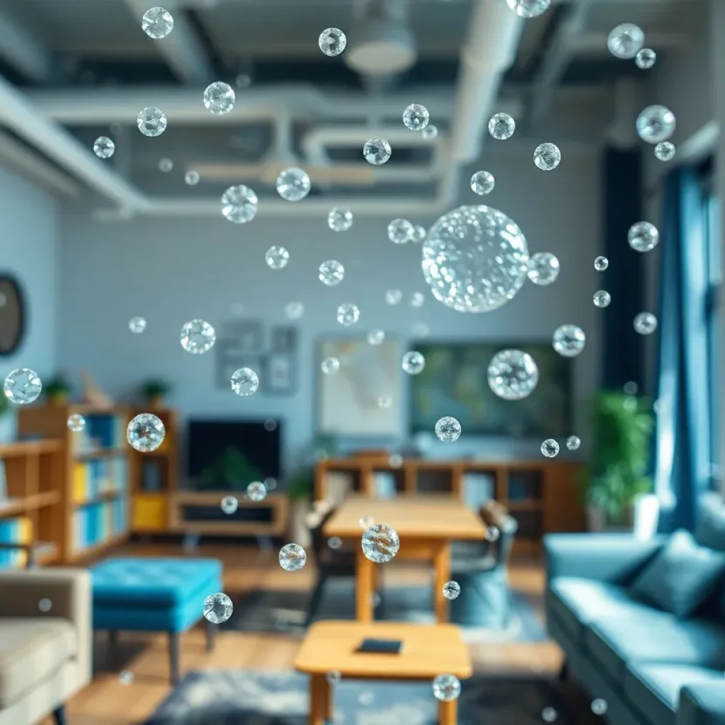 Microplastic particles floating in an indoor environment