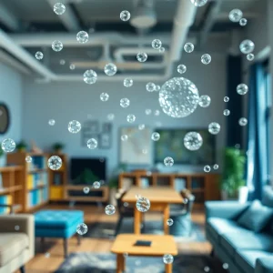 Microplastic particles floating in an indoor environment