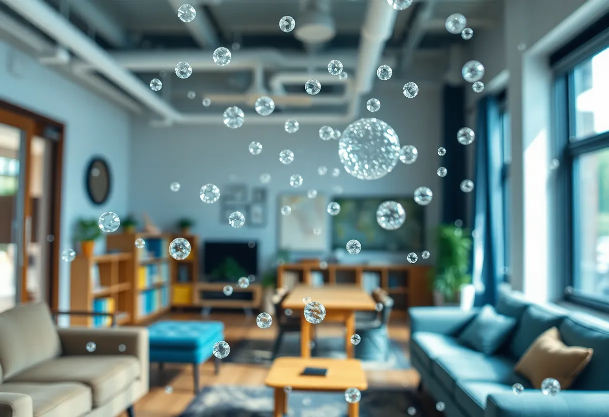 Microplastic particles floating in an indoor environment