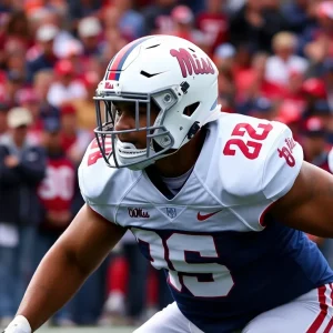Defensive lineman Jayden Curtis playing football
