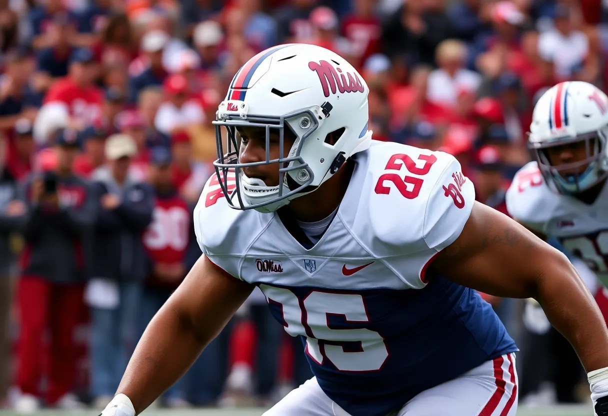 Defensive lineman Jayden Curtis playing football