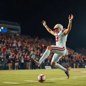 Kicker celebrating after scoring a field goal