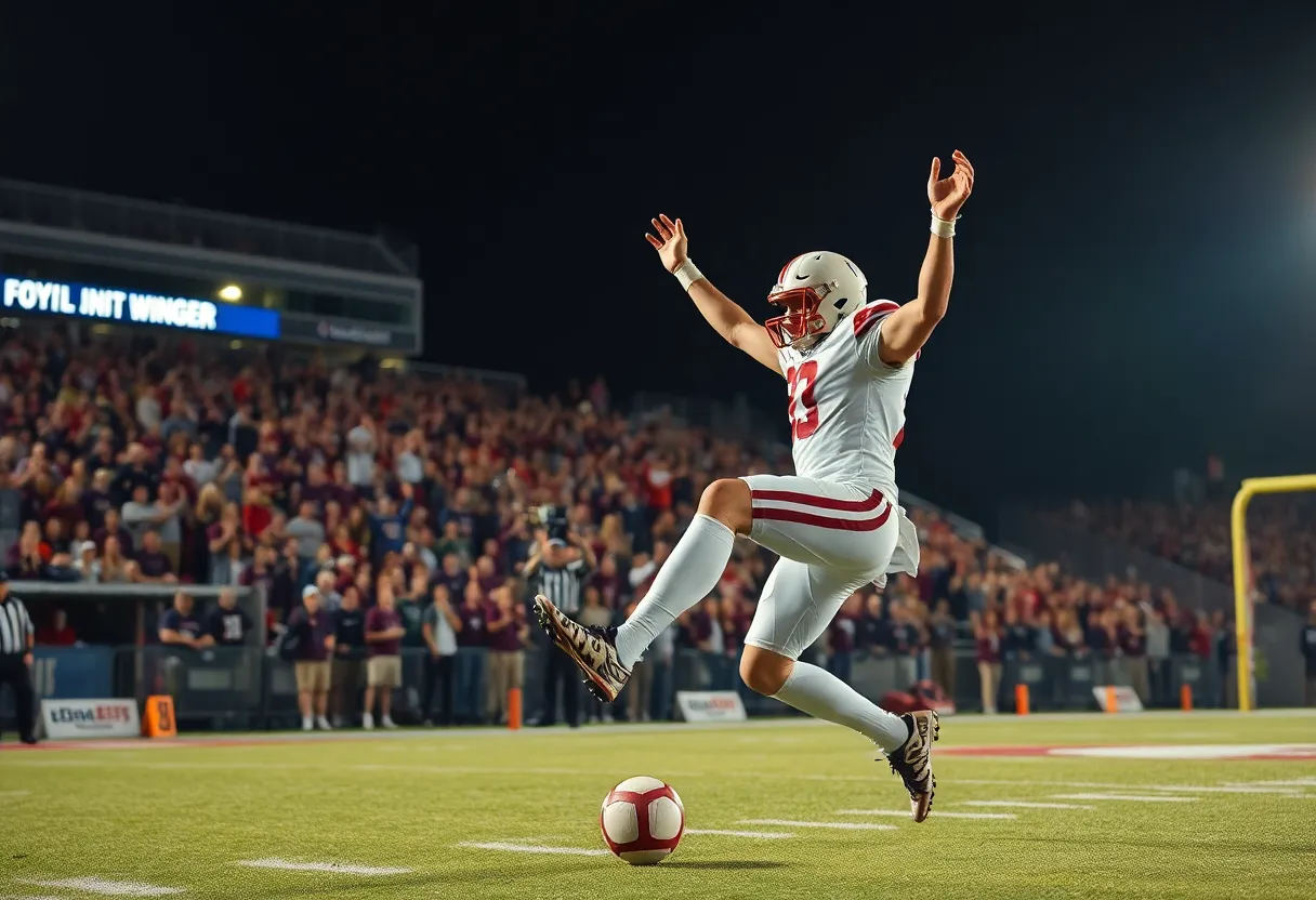 Kicker celebrating after scoring a field goal