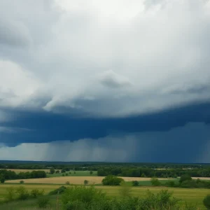 Scenic view of Mid-South landscape with rain clouds