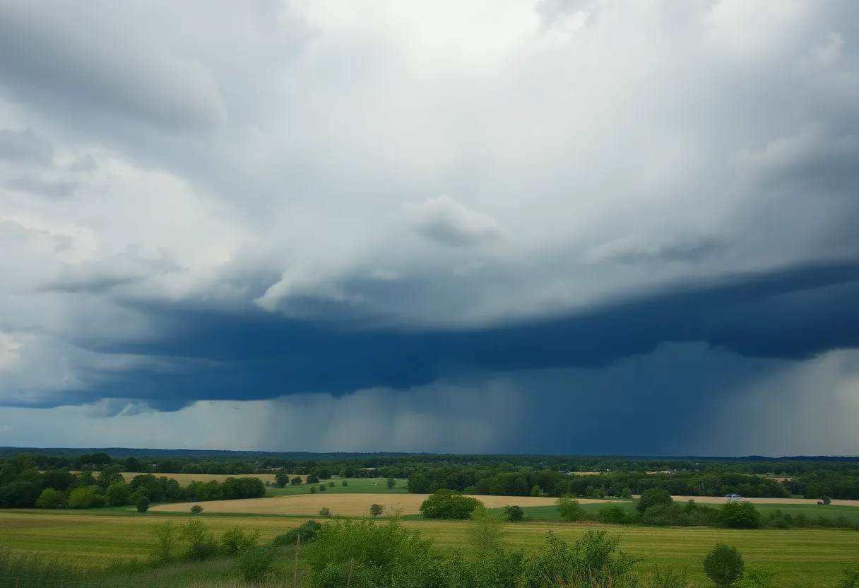 Scenic view of Mid-South landscape with rain clouds
