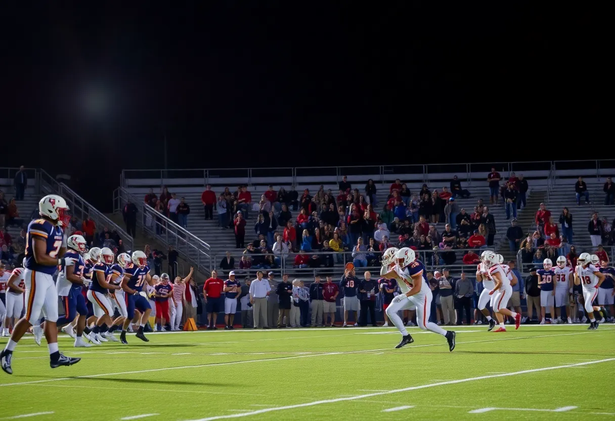 Players in action during a Mississippi high school football game