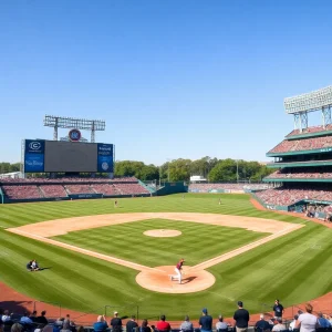 Fans and players at a fall exhibition game for Ole Miss baseball