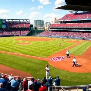 Ole Miss baseball field filled with fans during a game