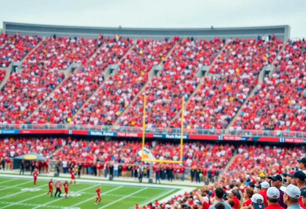 Excited crowd during an Ole Miss football game.