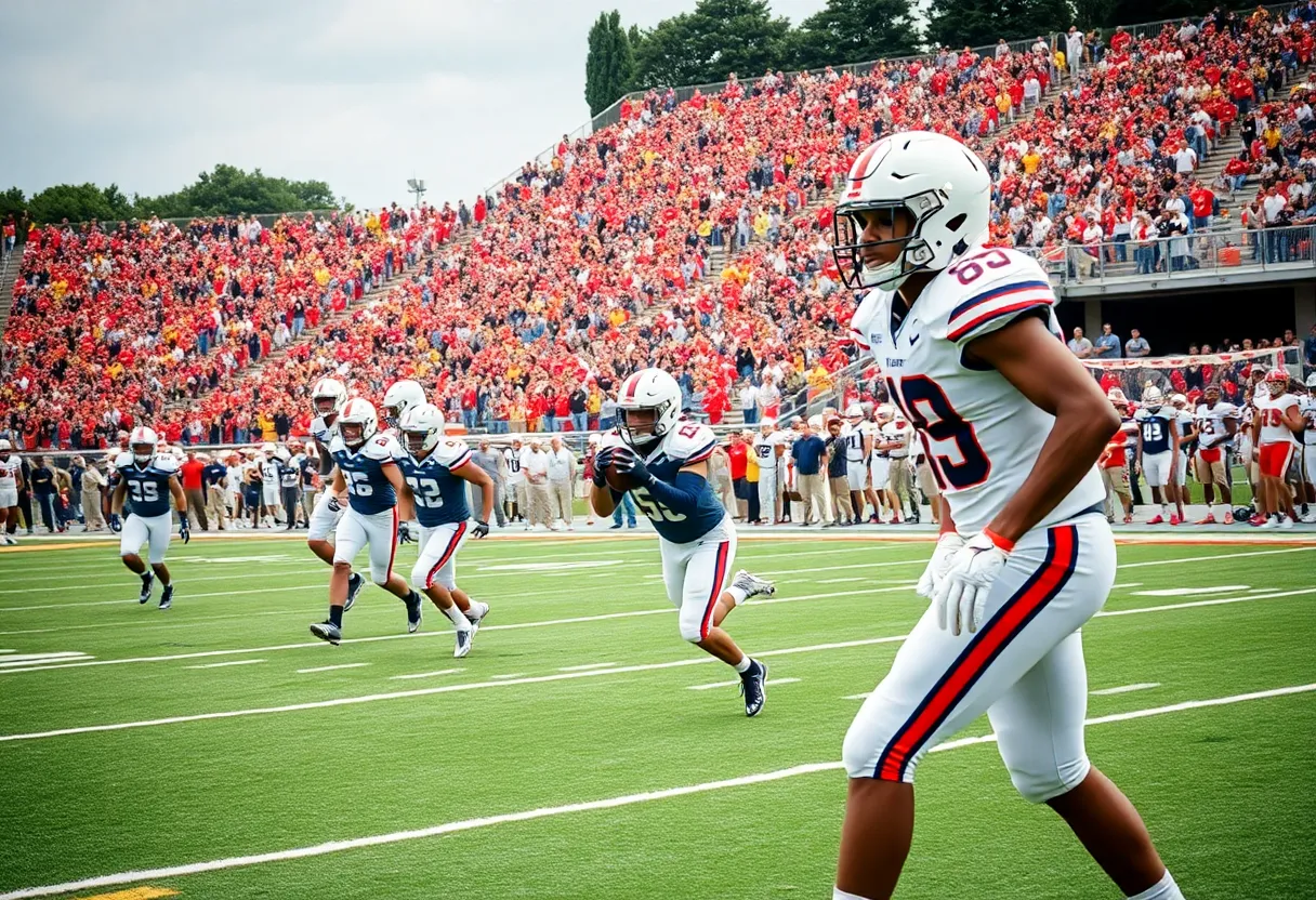 Ole Miss football players in action during a game