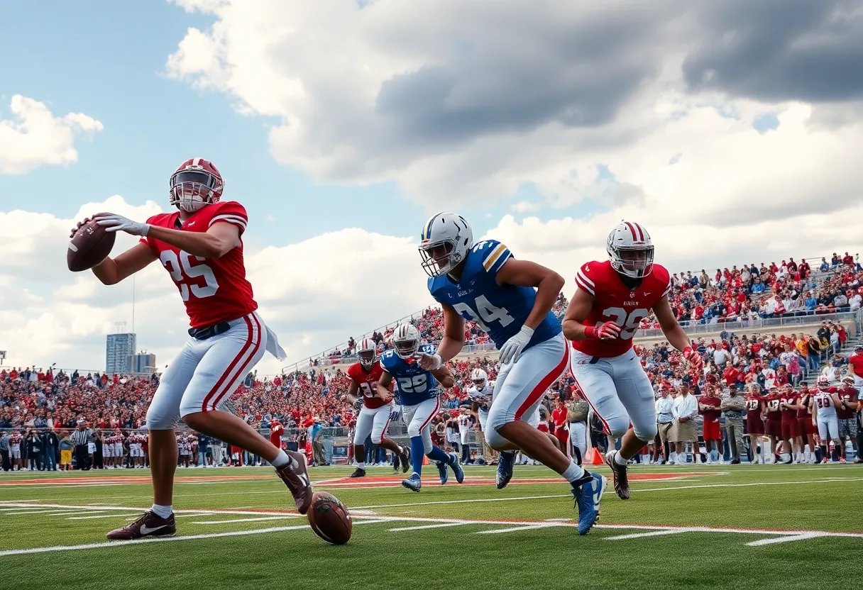 Ole Miss football team competing against LSU