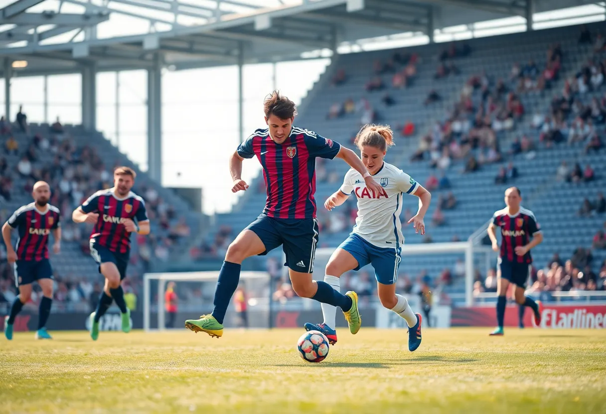 Ole Miss Lady Rebels in action during a soccer match