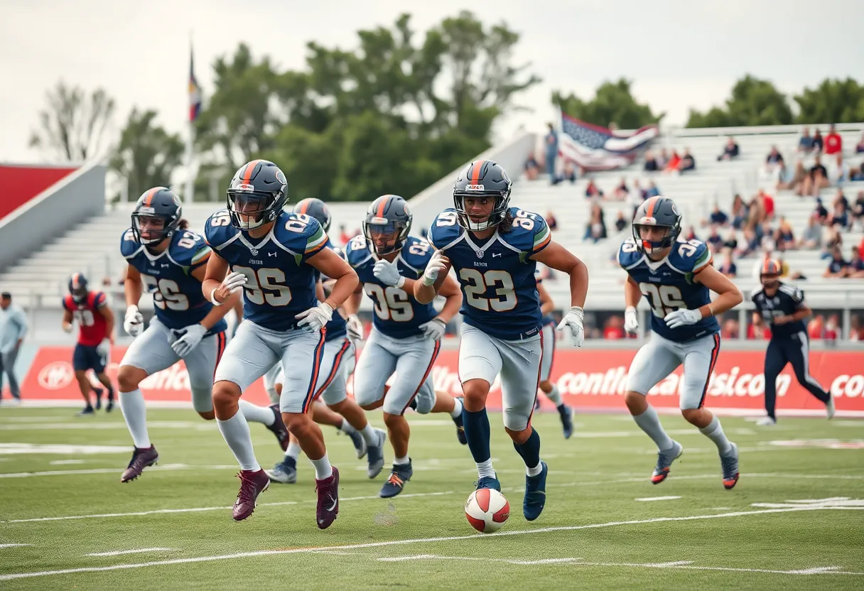 Group of football players showcasing athleticism on the field