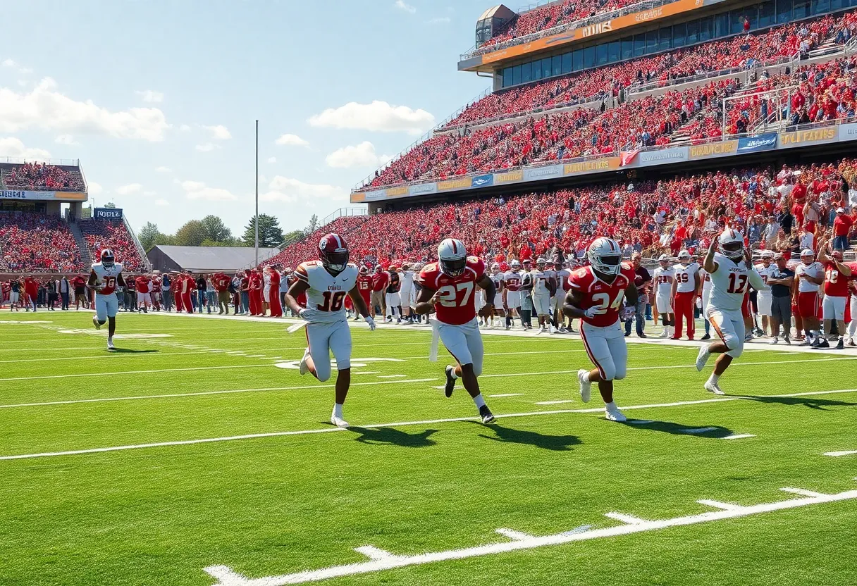 Ole Miss Rebels football players in action during a game against Tulane Green Wave
