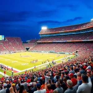 Vaught-Hemingway Stadium filled with fans during a college football game