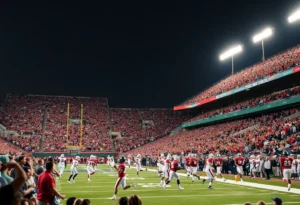 Action shot of Ole Miss football game against Tulane.