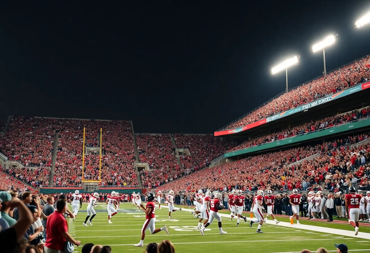 Action shot of Ole Miss football game against Tulane.