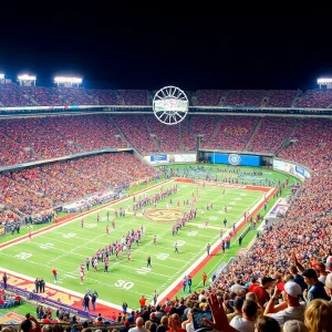 Celebration in Vaught-Hemingway Stadium after Ole Miss win