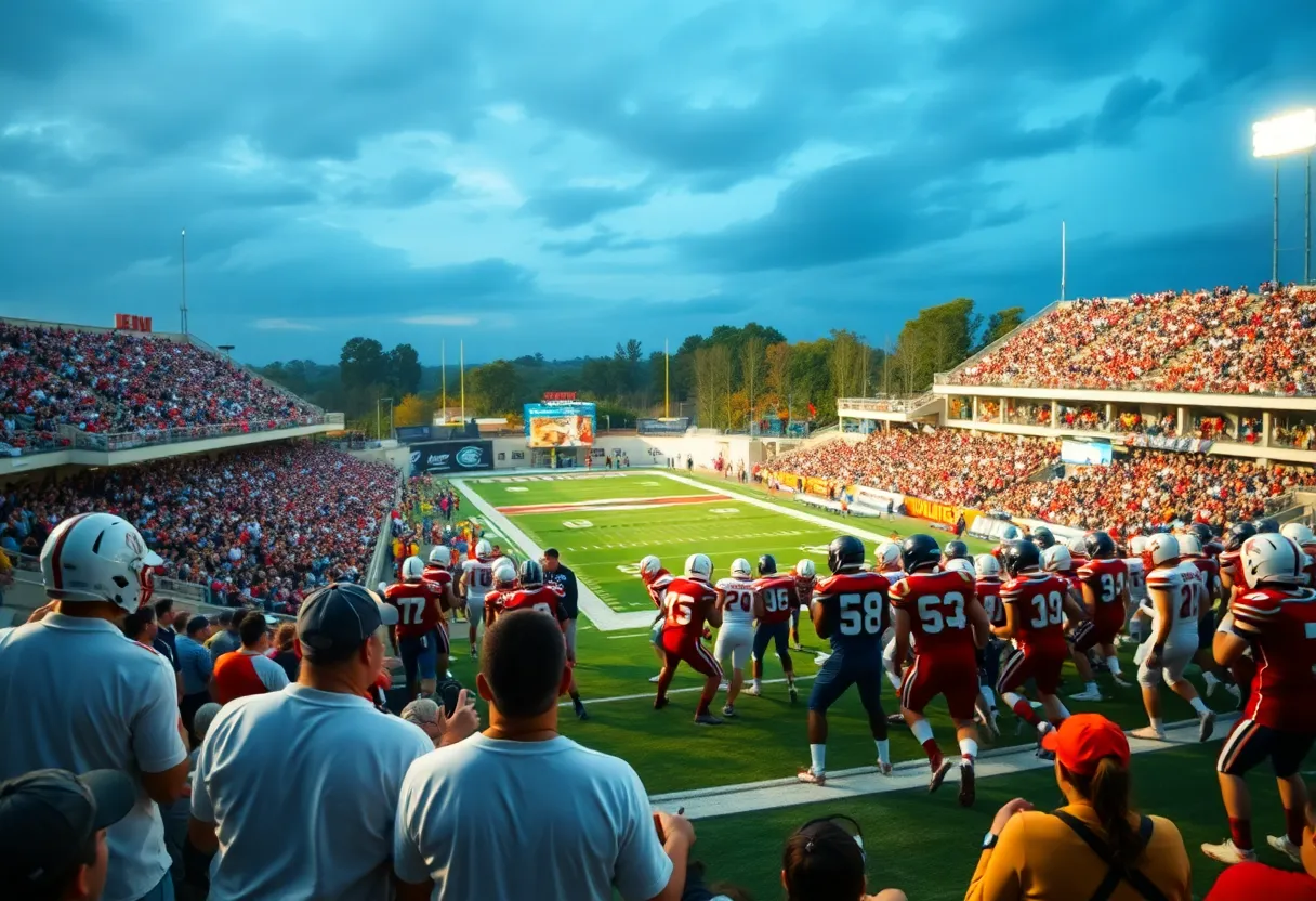Ole Miss Rebels players in action against Arkansas Razorbacks