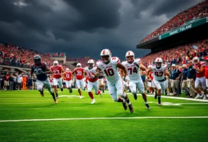 College football game between Ole Miss and Tulane with players in action