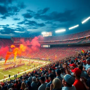 Exciting moment during the Ole Miss vs Tulane football game at Vaught-Hemingway Stadium