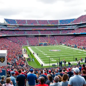 Crowd enjoying the Ole Miss Football game with new amenities