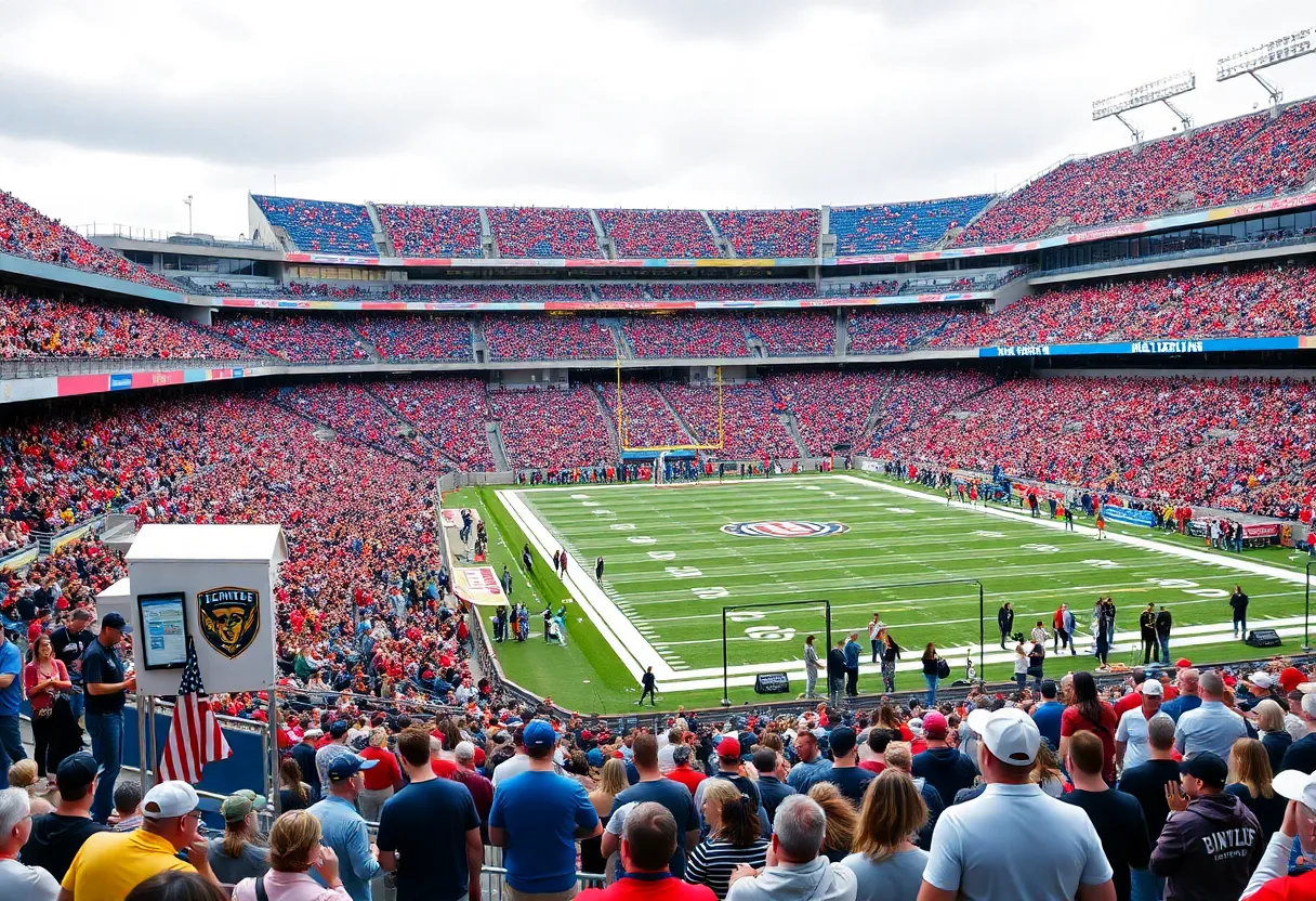 Crowd enjoying the Ole Miss Football game with new amenities